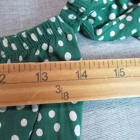 Asos Dress Womens 6 Green Polka Dot Long Sleeve Off The Shoulder Picnic Preppy - Picture 9 of 11